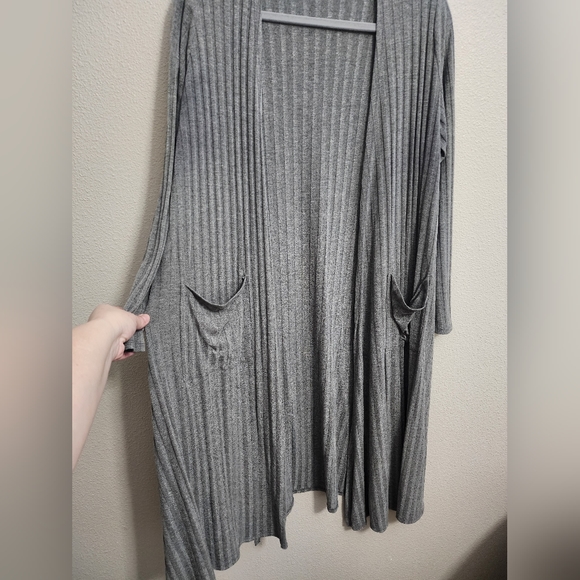 Long, Ribbed Cardigan Duster - Picture 2 of 4